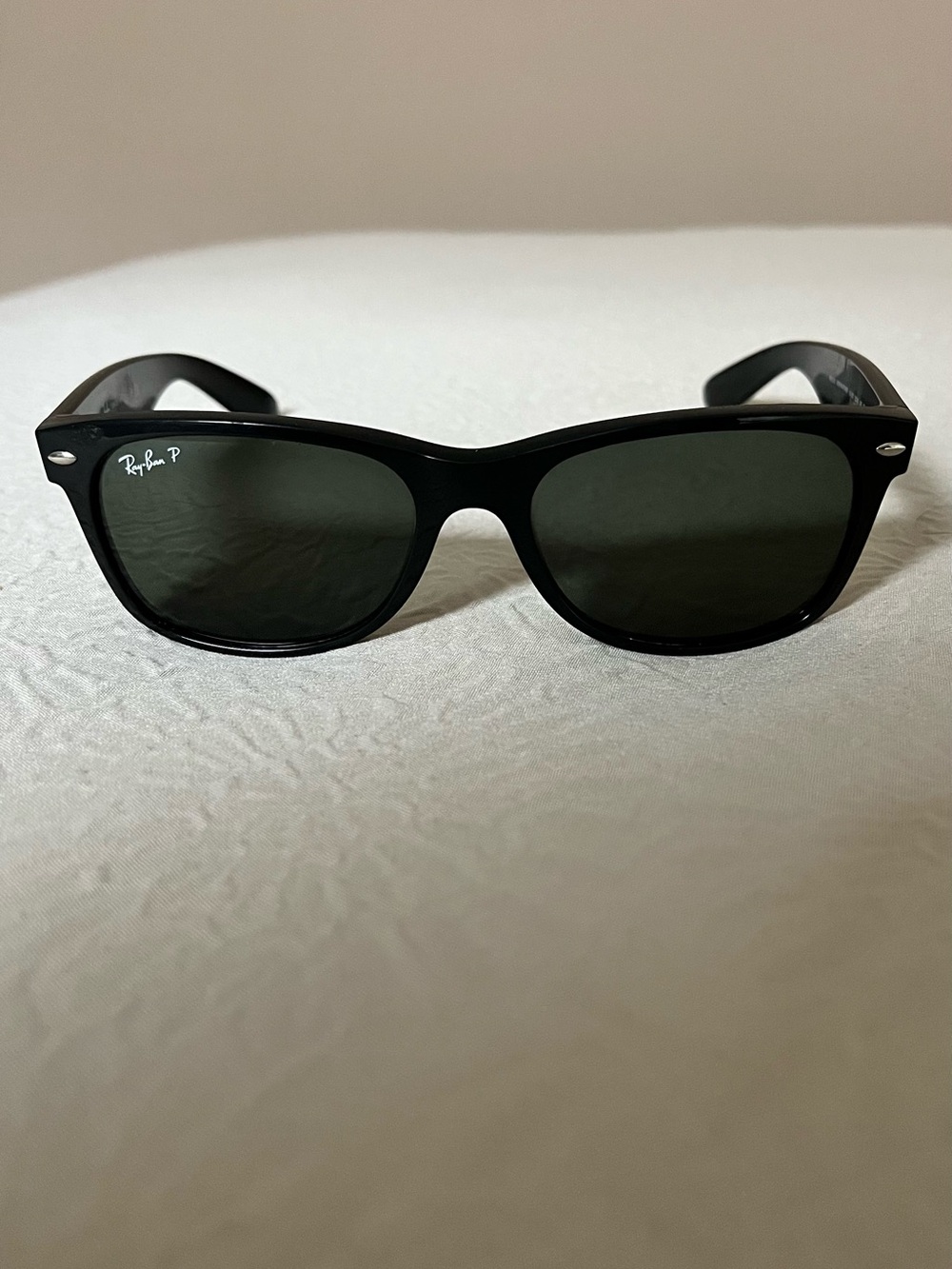 Ray-Ban Black Frame Green Lens Polarized Wayfarer Sunglasses